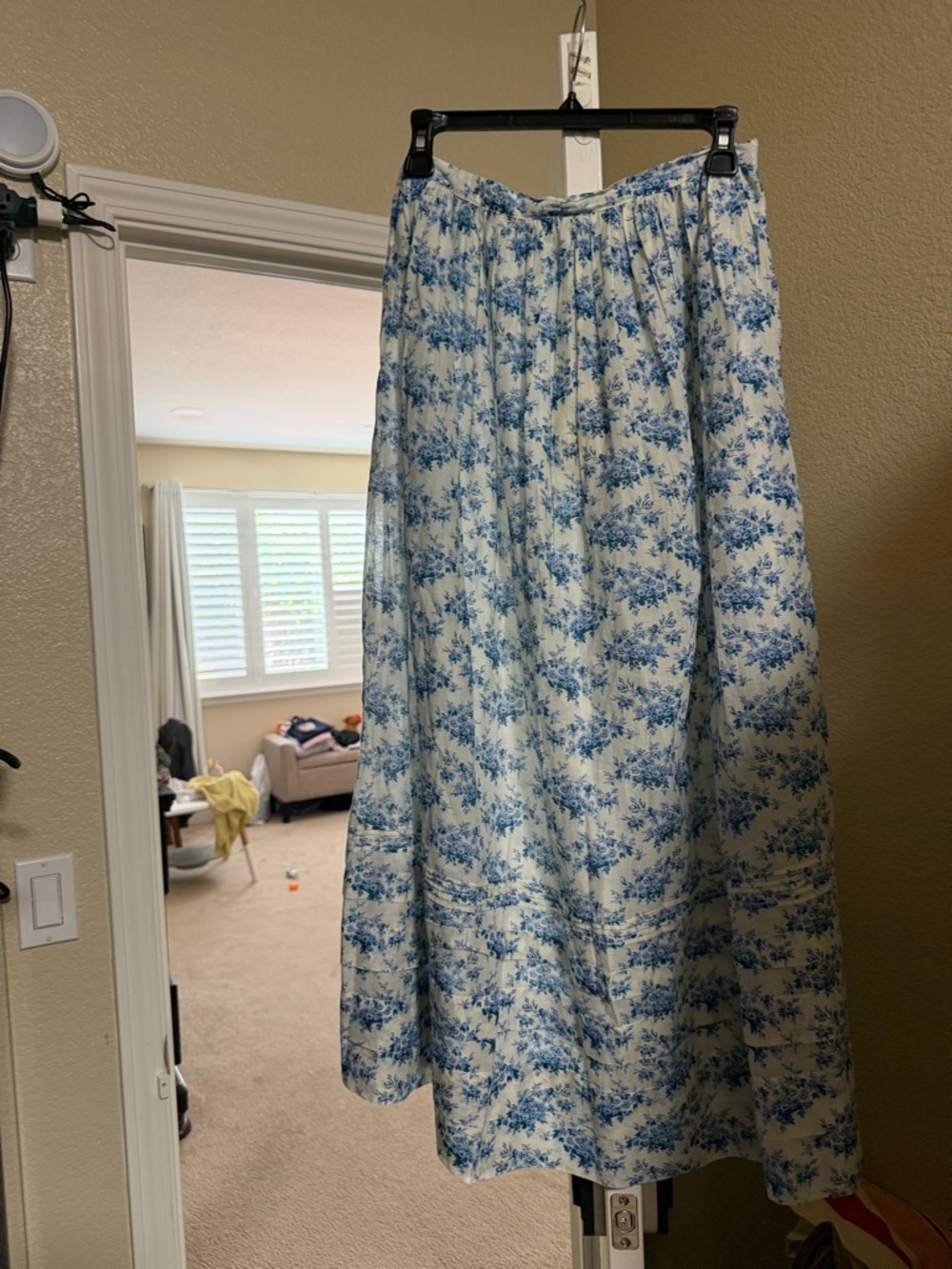 NWT Doen Blue Floral Cream Maxi Skirt